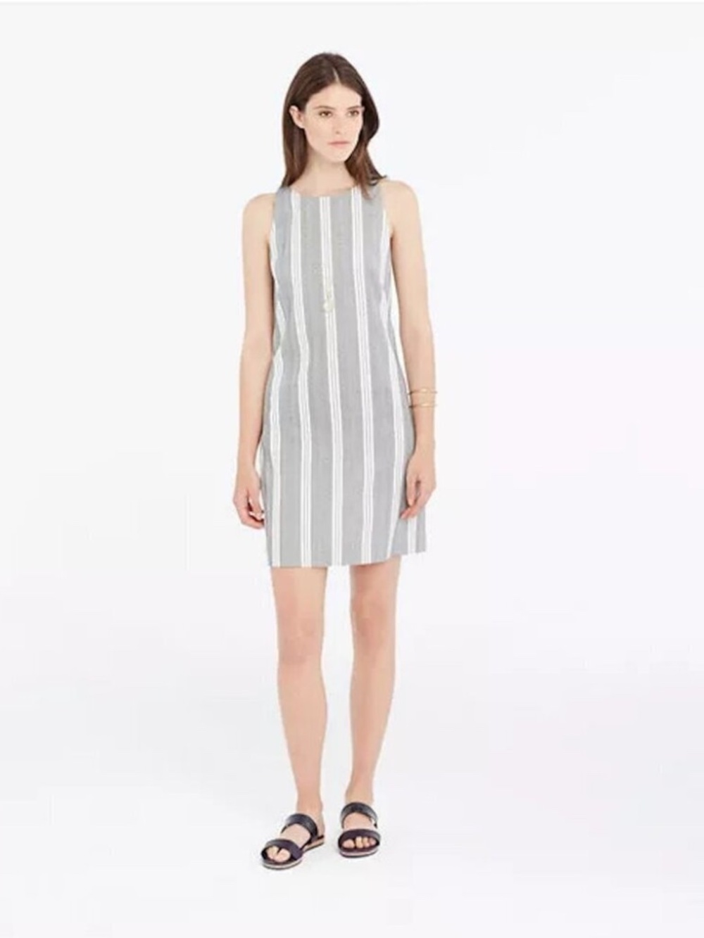 Ann Taylor Black & White Striped Sleeveless Shift Dress